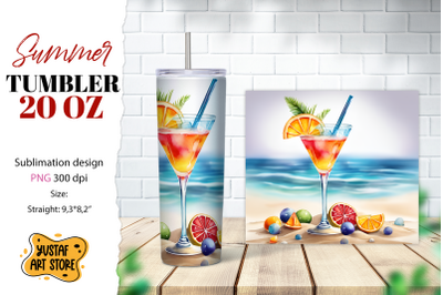 Cocktail tumbler wrap. Summer tumbler sublimation design