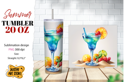 Cocktail tumbler wrap. Summer tumbler sublimation design