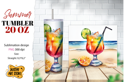 Cocktail tumbler wrap. Summer tumbler sublimation design