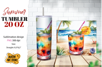 Cocktail tumbler wrap. Summer tumbler sublimation design