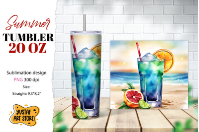 Cocktail tumbler wrap. Summer tumbler sublimation design