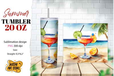 Cocktail tumbler wrap. Summer tumbler sublimation design