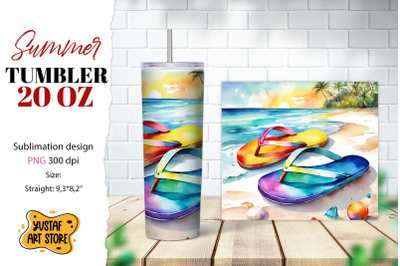 Flip flops tumbler wrap. Summer tumbler sublimation design