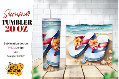 Flip flops tumbler wrap. Summer tumbler sublimation design