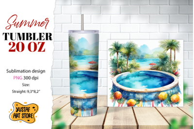 Pool tumbler wrap. Summer tumbler sublimation design