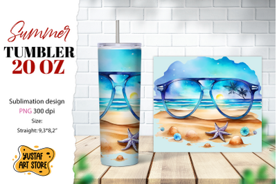 Beach tumbler wrap. Summer tumbler sublimation design