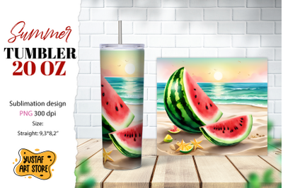 Watermelon tumbler wrap. Summer tumbler sublimation design