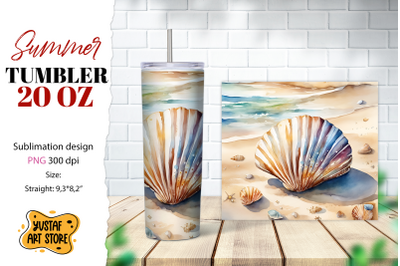 Sea shell tumbler wrap. Summer tumbler sublimation design