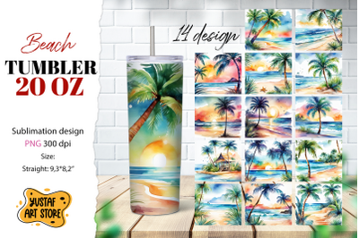 Beach tumbler Bundle. Summer tumbler sublimation design