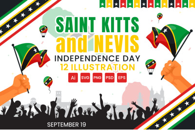 12 Independence Day Saint Kitts and Nevis Illustration