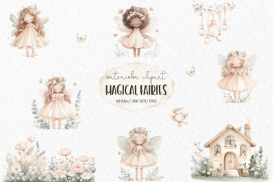 Fairy garden baby girl clipart