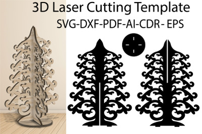 3D Christmas Tree SVG Laser Cutting Template