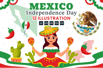 12 Mexico Independence Day Illustration