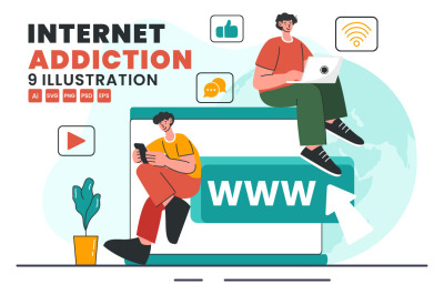 9 Internet Addiction Illustration