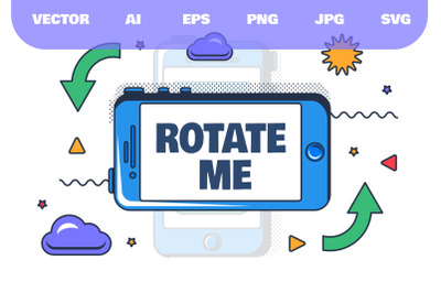 Rotate Your Phone Cartoon Illustration&nbsp;