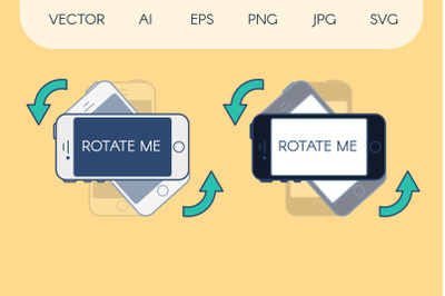 Rotate Your Phone Flat Outline Illustrations