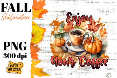 Fall sublimation design. Fall coffee sublimation.