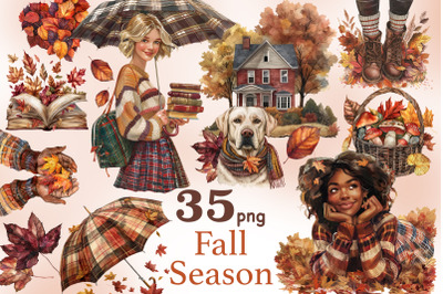 Fall Season Clipart PNG | Autumn Cottagecore Bundle