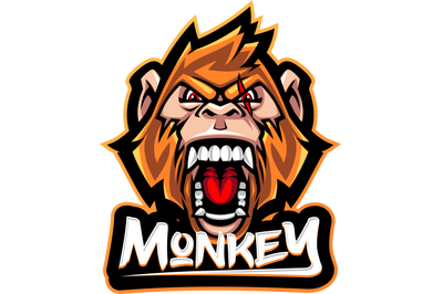 Monkey head esport mascot logo design