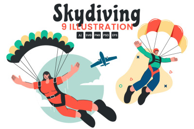 9 Skydiving Sport Illustration