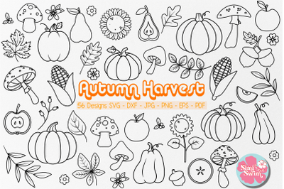 Autumn Harvest Pumpkin Doodle svg | Fall svg clipart | Thanksgiving sv