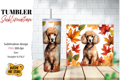 Fall tumbler wrap. Fall dog sublimation design. Poodle