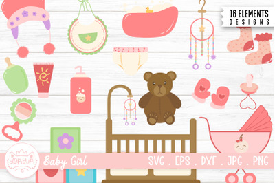 Baby Shower Clipart Bundle | Nursery SVG Baby Girl Clipart