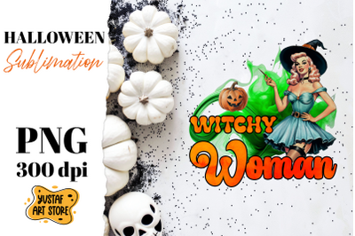 Retro Halloween sublimation design. Witch sublimation.