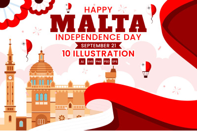 10 Independence Day of Malta Illustration