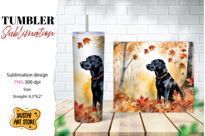 Fall tumbler wrap. Fall dog sublimation design. Labrador