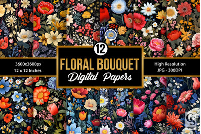 Bouquet Flowers Seamless Patterns