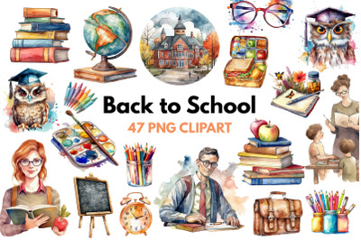 Watercolor Back to School Clipart