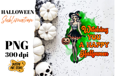 Retro Halloween sublimation design. Witch sublimation.