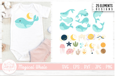 Magical Whale Nursery Clipart Bundle