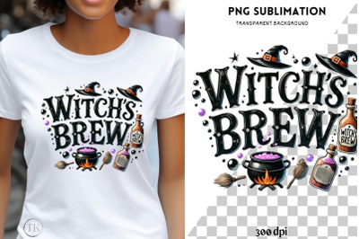 Witch&#039;s Brew PNG, Retro Designs for Shirts &amp; Tumblers, Funny Halloween