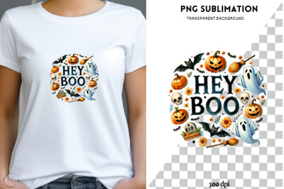 Hey Boo PNG Sublimation, Printable Designs, Fall Trendy Art, Sublimati