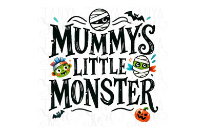 Mummy&#039;s Little Monster, Retro Halloween PNG, Digital Print for Craftin