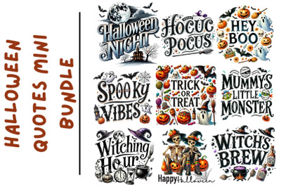 Halloween Quotes Design Bundle for T Shirt Designs, Sublimation Print,