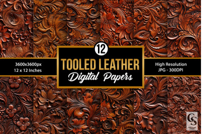 Hand Tooled Leather Digital Papers