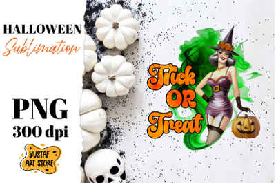 Retro Halloween sublimation design. Witch sublimation.