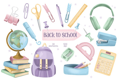 School Clipart Set, Back to School PNG, Teacher Clipart