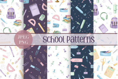 Back to School Digital Paper, School Seamless Pattern