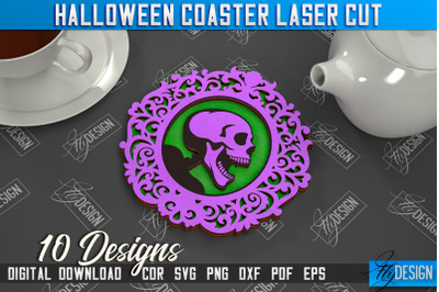 Halloween Coaster | Cup Coasters Template | Halloween Party | CNC