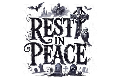 Rest in Peace Png, Retro Halloween, Digital Print, PNG Designs for Car