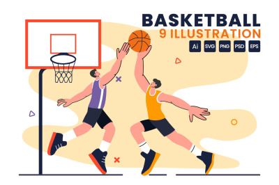 9 Playing Basketball Illustration