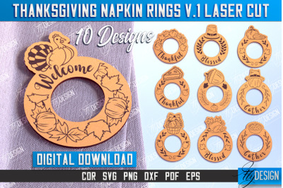 Thanksgiving Napkin Rings v.1 Bundle | Holidays Dinner | CNC File