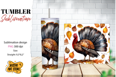 Fall tumbler wrap. Thanksgiving sublimation design. Turkey