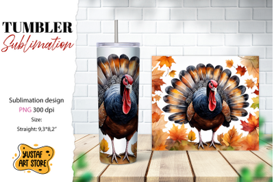 Fall tumbler wrap. Thanksgiving sublimation design. Turkey