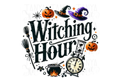 Witching Hour Sublimation PNG, Funny Halloween Designs for Card Making