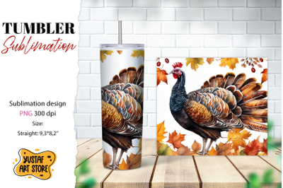 Fall tumbler wrap. Thanksgiving sublimation design. Turkey